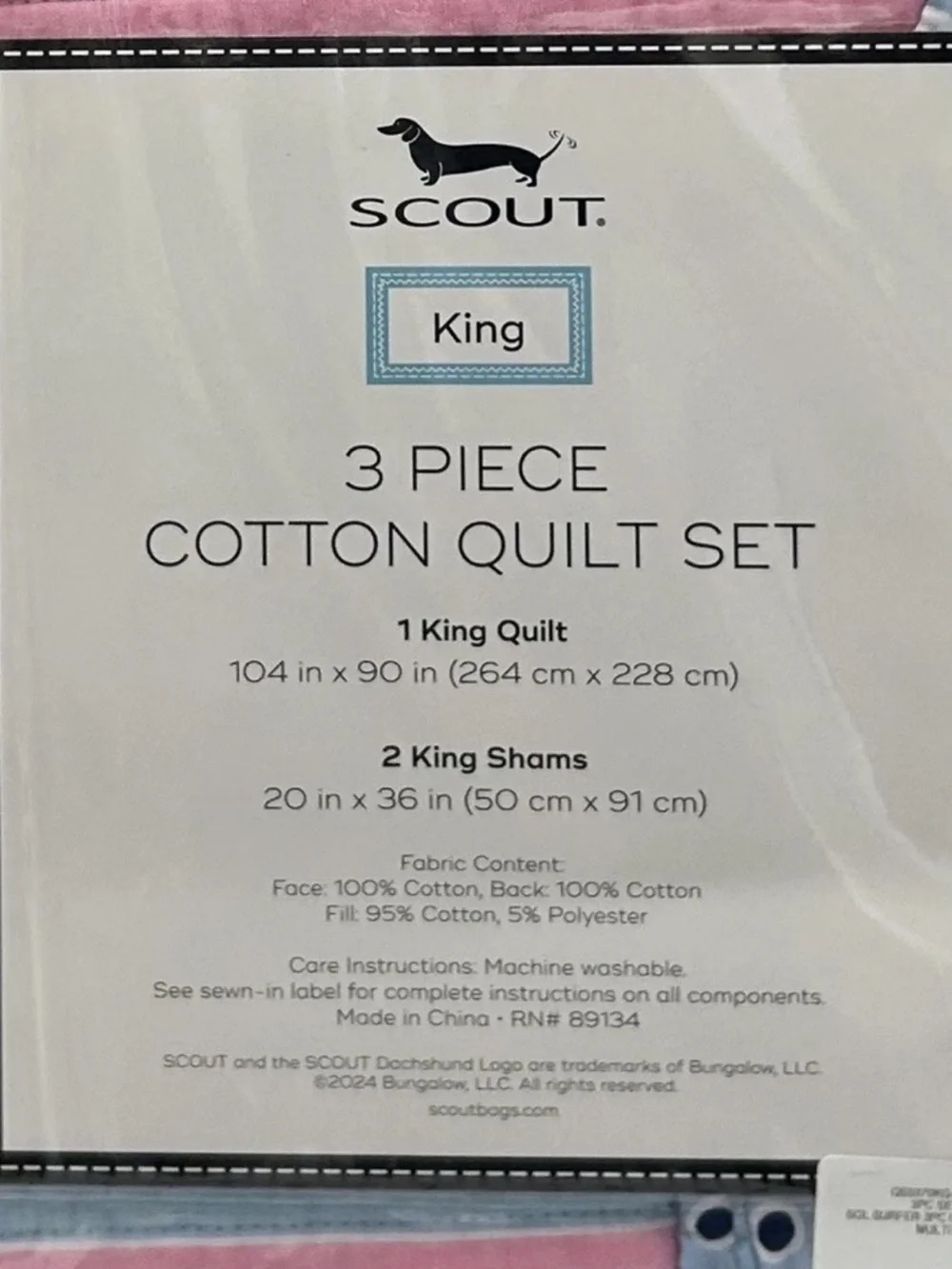 Scout 3 Piece Multicolor King Cotton Quilt Set 104”x90”